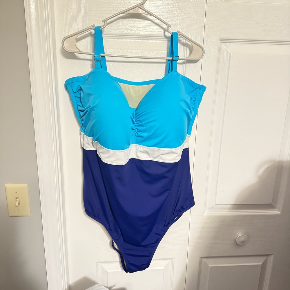 SWIMS Blue and White One-Piece Swimsuit in size 26